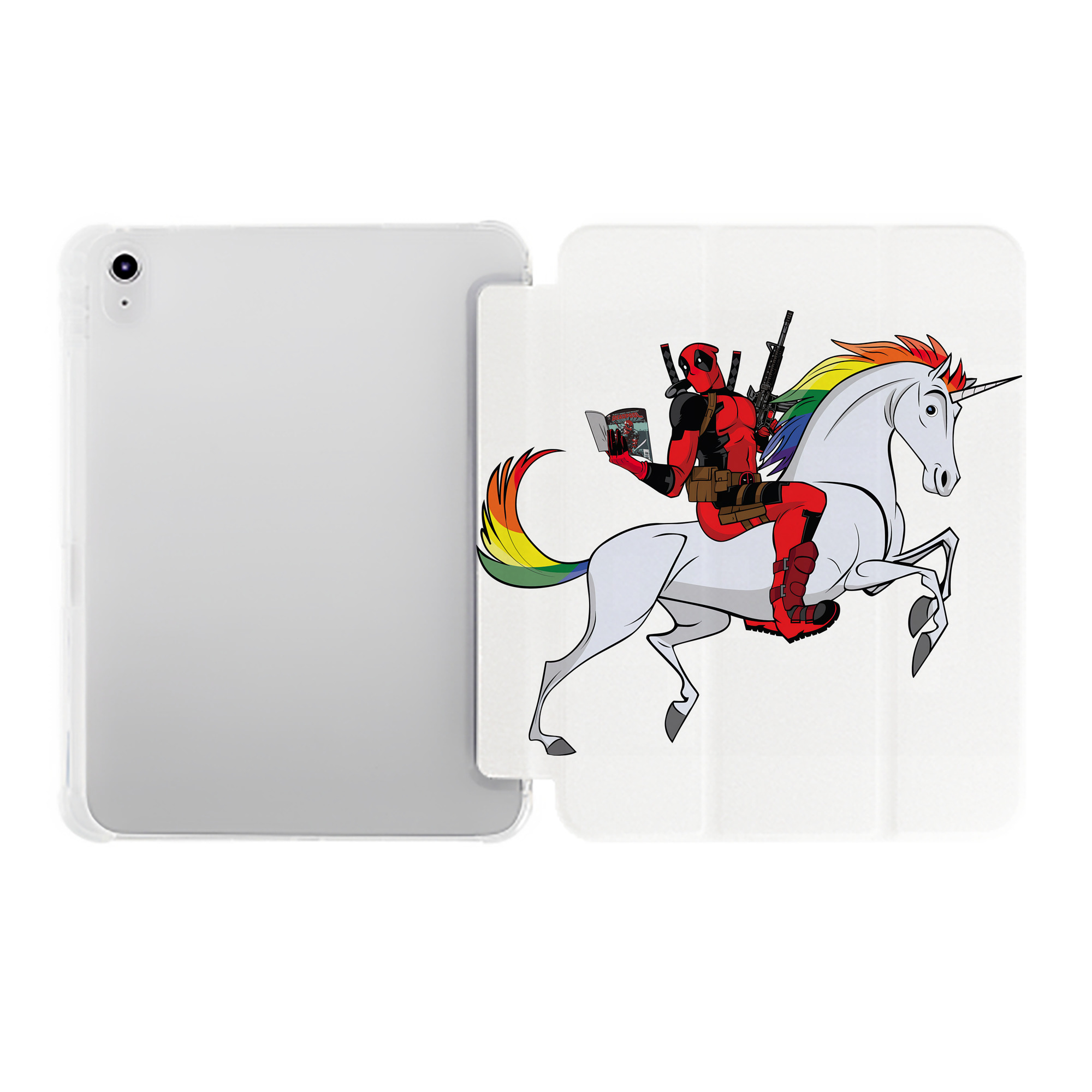 （画像用） Deadpool デッドプール IPad ケース ペン収納付き 三つ折りスタンド PUレザー×シリコン 対応機種9.5/10.5/10.9インチ